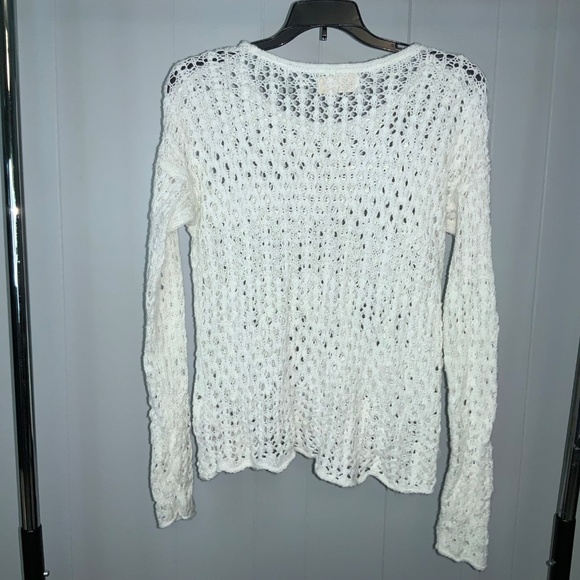 Hollister off white cotton blend openwork crochet knit sweater Sz S oversized - Picture 3 of 5